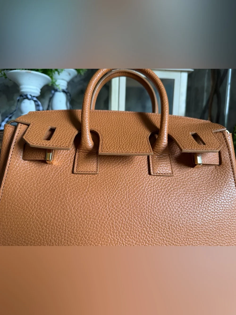 NWOT Teddy Blake Gigi Stampato Camel Leather Top-Handle 11” Satchel